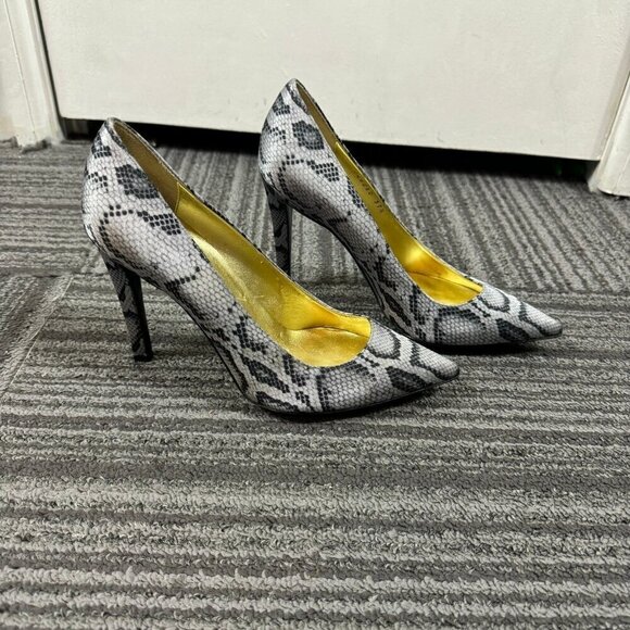 Stella McCartney gray snake print canvas stiletto heels.  Sz 37.5 - Picture 8 of 10